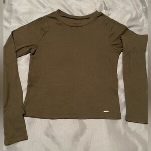 Black Ribbed Hollister Long Sleep Scoop Neck Crop Top size XS